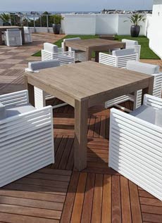 modular decking tiles on pedestals